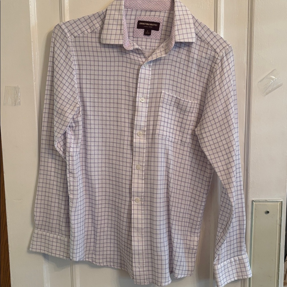 Johnston and Murphy Pink and Blue Checkered Shirt
